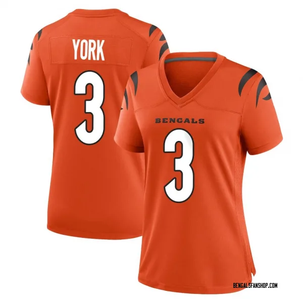 Women's Cade York Cincinnati Bengals Game Orange Jersey