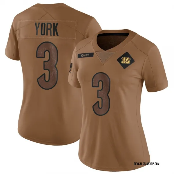 Women's Cade York Cincinnati Bengals Limited Brown 2023 Salute To Service Jersey