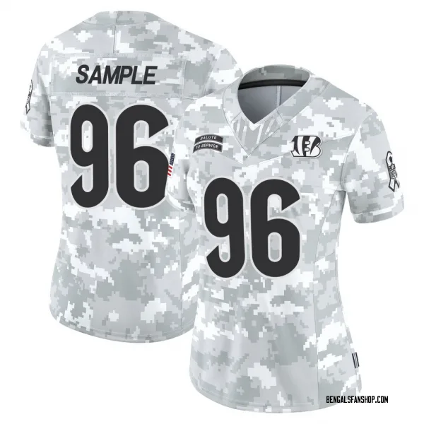 Women's Cam Sample Cincinnati Bengals Limited Arctic Camo 2024 Salute to Service Jersey