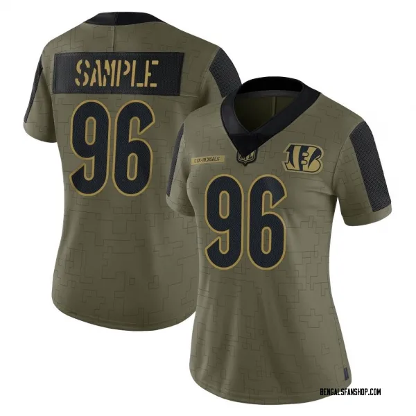 Women's Cam Sample Cincinnati Bengals Limited Olive 2021 Salute To Service Jersey