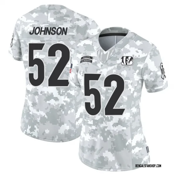 Women's Cedric Johnson Cincinnati Bengals Limited Arctic Camo 2024 Salute to Service Jersey