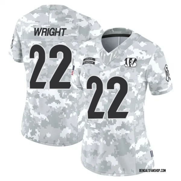 Women's Ceyair Wright Cincinnati Bengals Limited Arctic Camo 2024 Salute to Service Jersey