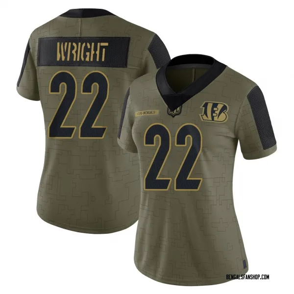 Women's Ceyair Wright Cincinnati Bengals Limited Olive 2021 Salute To Service Jersey
