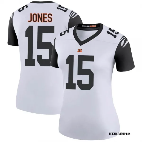 Women's Charlie Jones Cincinnati Bengals Legend White Color Rush Jersey
