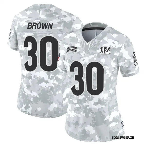 Women's Chase Brown Cincinnati Bengals Limited Arctic Camo 2024 Salute to Service Jersey