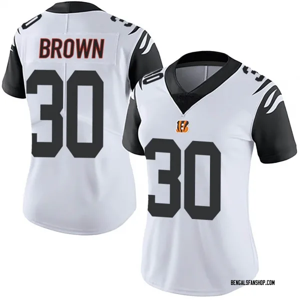 Women's Chase Brown Cincinnati Bengals Limited White Color Rush Vapor Untouchable Jersey