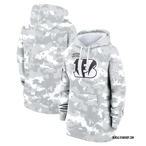 Women's Cincinnati Bengals Arctic Camo 2024 Salute To Service Club Fleece Pullover Hoodie