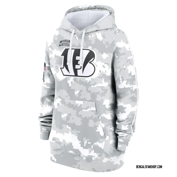 Women's Cincinnati Bengals Arctic Camo 2024 Salute To Service Club Fleece Pullover Hoodie