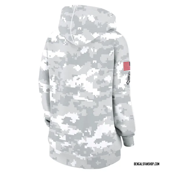 Women's Cincinnati Bengals Arctic Camo 2024 Salute To Service Club Fleece Pullover Hoodie
