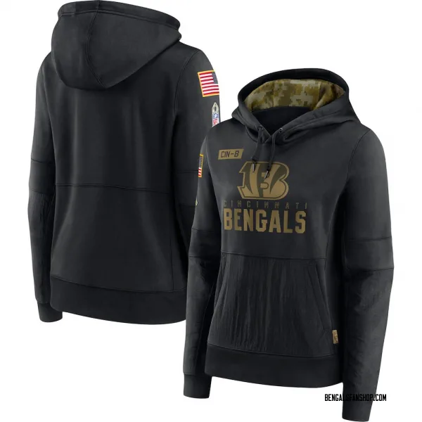 Women's Cincinnati Bengals Black 2020 Salute to Service Performance Pullover Hoodie