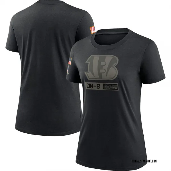 Women's Cincinnati Bengals Black 2020 Salute To Service Performance T-Shirt