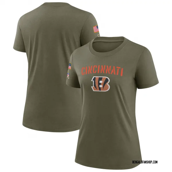 Women's Cincinnati Bengals Legend Olive 2022 Salute To Service T-Shirt