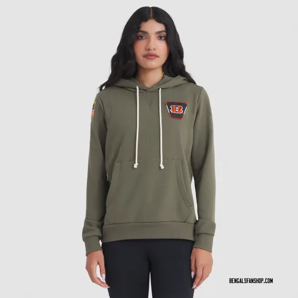Women's Cincinnati Bengals Olive 2025 Salute to Service Sideline Hoodie