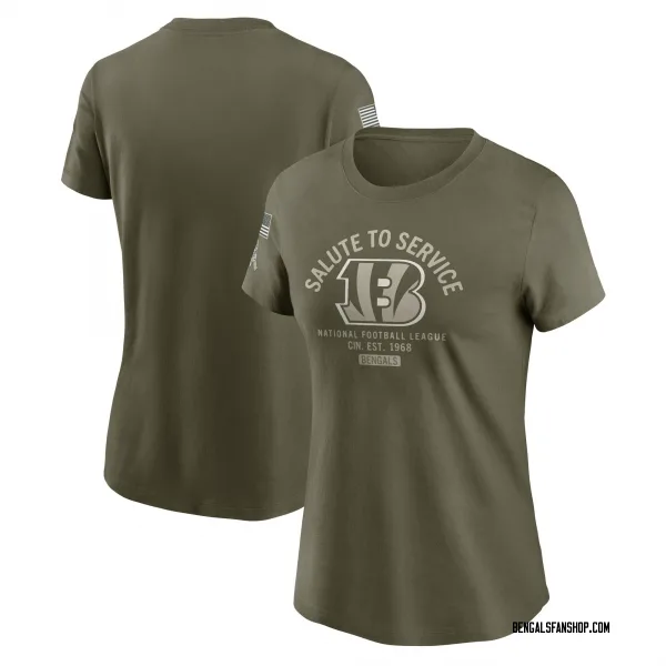 Women's Cincinnati Bengals Olive 2025 Salute to Service Sideline T-Shirt