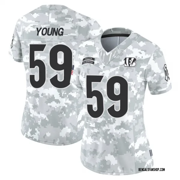 Women's Craig Young Cincinnati Bengals Limited Arctic Camo 2024 Salute to Service Jersey