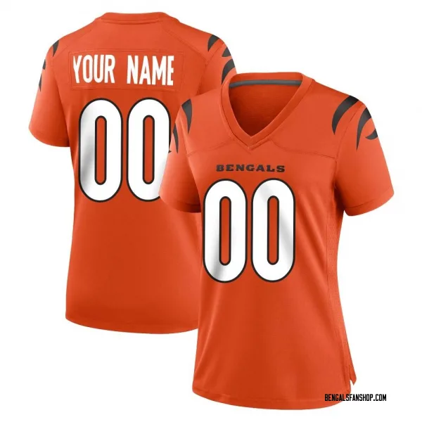 Women's Custom Cincinnati Bengals Game Orange Jersey