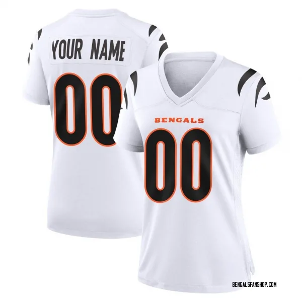 Women's Custom Cincinnati Bengals Game White Jersey