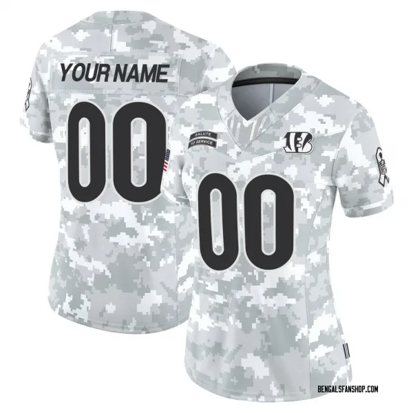Women's Custom Cincinnati Bengals Limited Arctic Camo 2024 Salute to Service Jersey