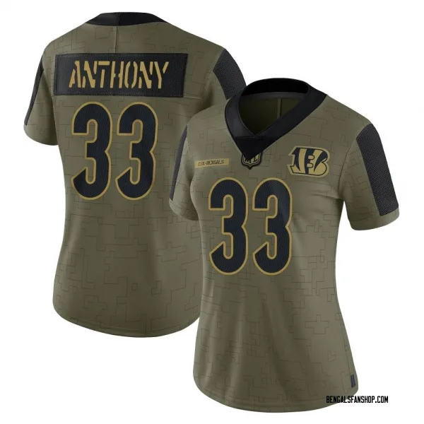 Women's Daijahn Anthony Cincinnati Bengals Limited Olive 2021 Salute To Service Jersey