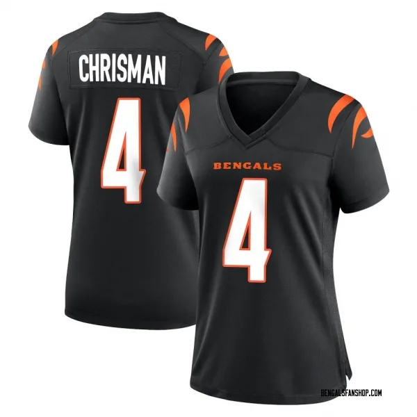 Women's Drue Chrisman Cincinnati Bengals Game Black Team Color Jersey