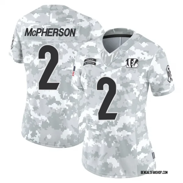 Women's Evan McPherson Cincinnati Bengals Limited Arctic Camo 2024 Salute to Service Jersey