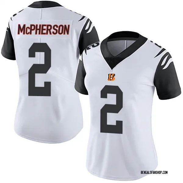 Women's Evan McPherson Cincinnati Bengals Limited White Color Rush Vapor Untouchable Jersey
