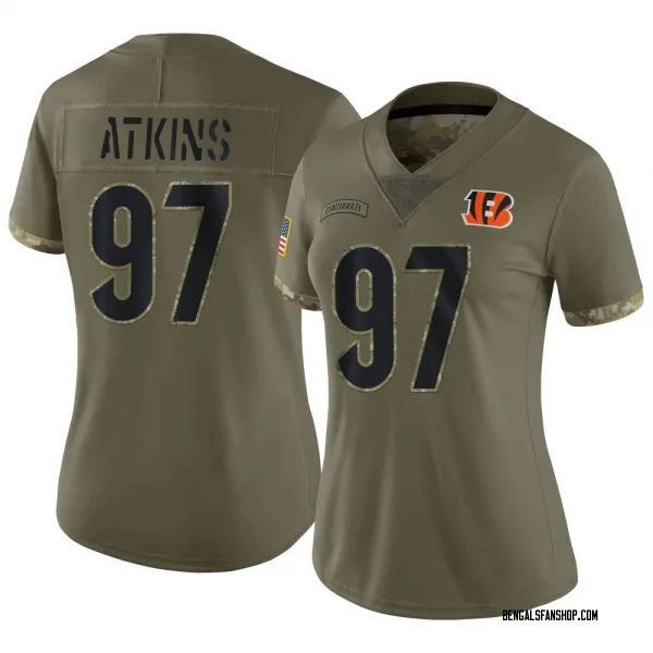 Women's Geno Atkins Cincinnati Bengals Limited Olive 2022 Salute To Service Jersey