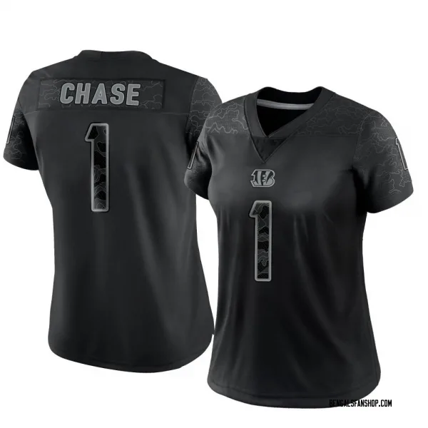 Women's Ja'Marr Chase Cincinnati Bengals Limited Black Reflective Jersey