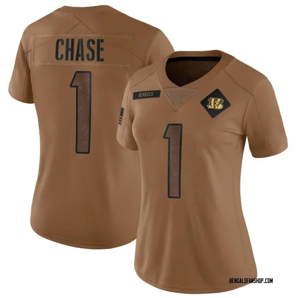 Women's Ja'Marr Chase Cincinnati Bengals Limited Brown 2023 Salute To Service Jersey