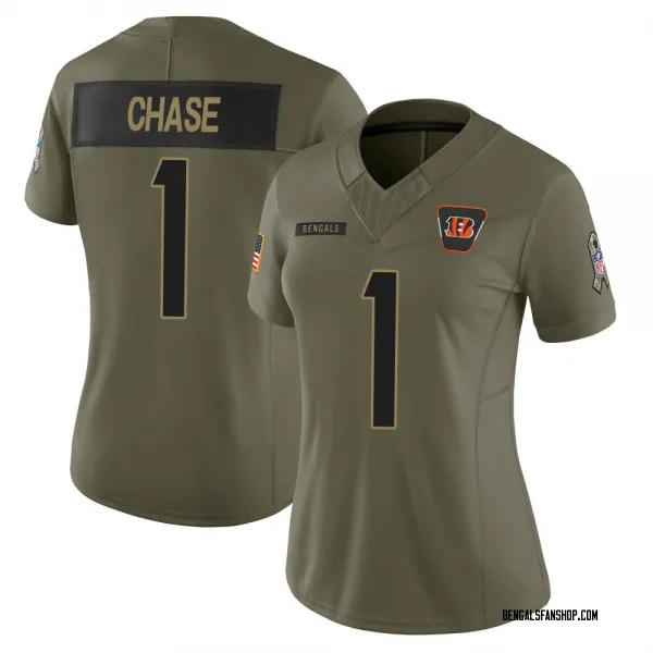 Women's Ja'Marr Chase Cincinnati Bengals Limited Olive 2025 Salute to Service Jersey