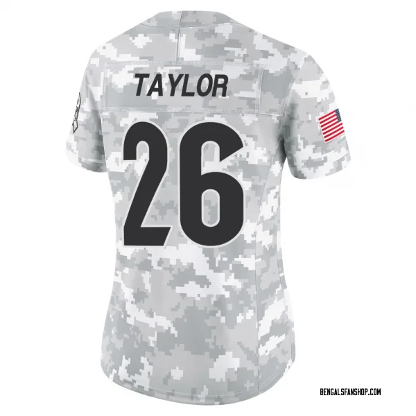 Women's Ja'Sir Taylor Cincinnati Bengals Limited Arctic Camo 2024 Salute to Service Jersey