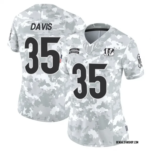 Women's Jalen Davis Cincinnati Bengals Limited Arctic Camo 2024 Salute to Service Jersey