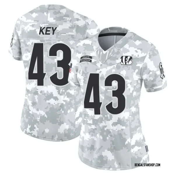 Women's Jaylen Key Cincinnati Bengals Limited Arctic Camo 2024 Salute to Service Jersey