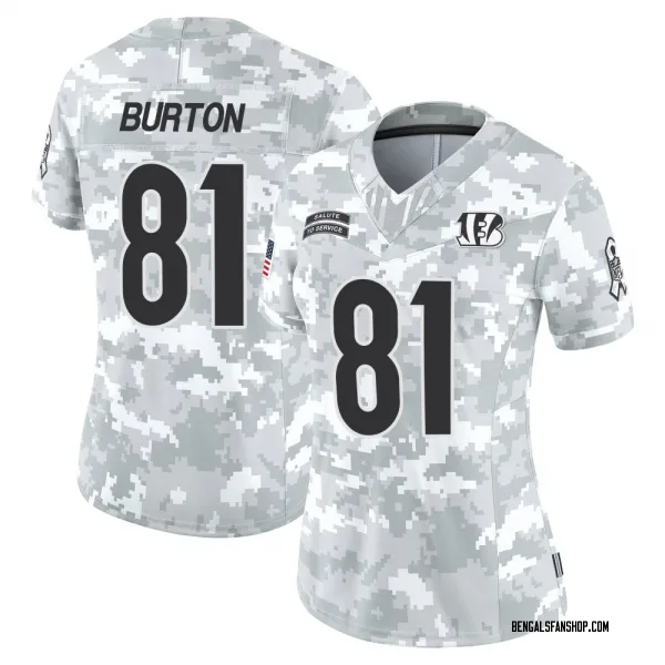 Women's Jermaine Burton Cincinnati Bengals Limited Arctic Camo 2024 Salute to Service Jersey