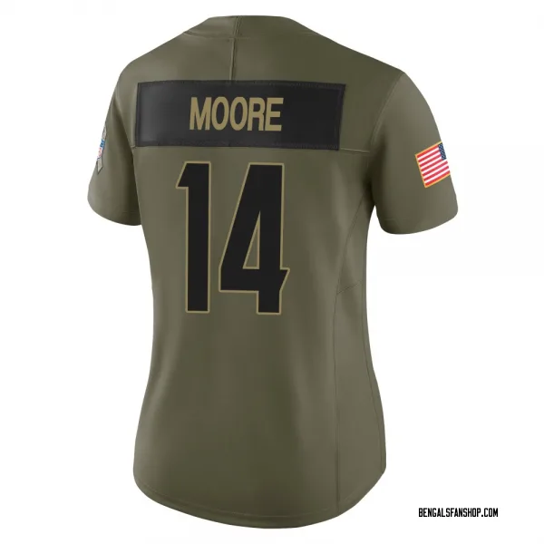 Women's Jordan Moore Cincinnati Bengals Limited Olive 2025 Salute to Service Jersey