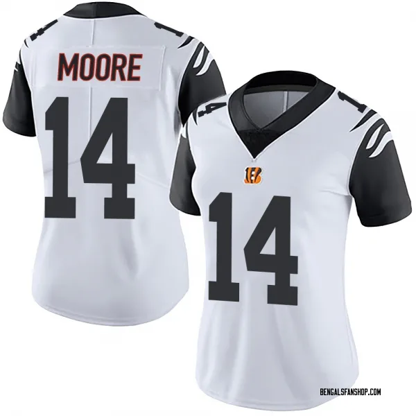 Women's Jordan Moore Cincinnati Bengals Limited White Color Rush Vapor Untouchable Jersey