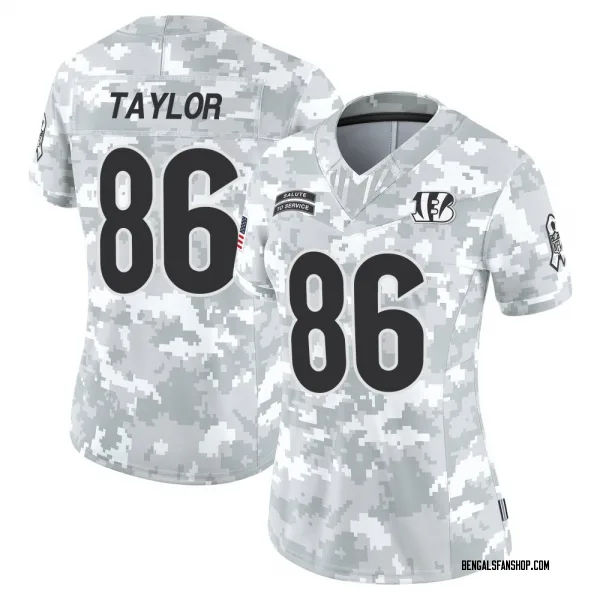 Women's Kole Taylor Cincinnati Bengals Limited Arctic Camo 2024 Salute to Service Jersey