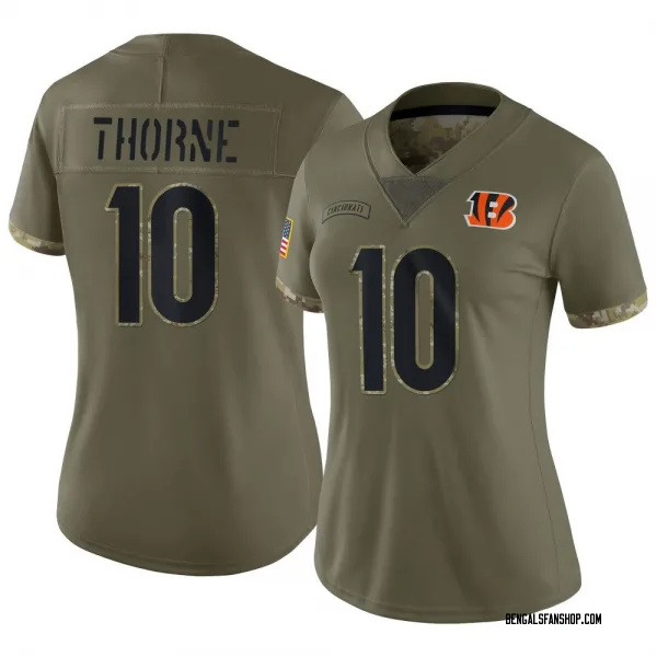 Women's Payton Thorne Cincinnati Bengals Limited Olive 2022 Salute To Service Jersey