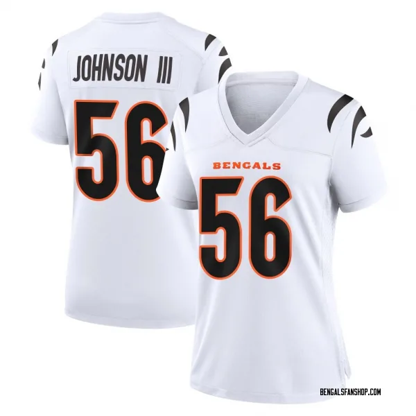 Women's Raymond Johnson III Cincinnati Bengals Game White Jersey