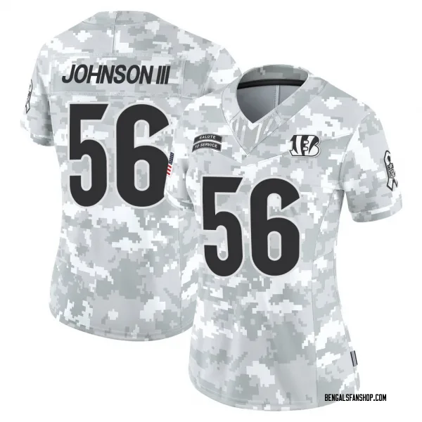 Women's Raymond Johnson III Cincinnati Bengals Limited Arctic Camo 2024 Salute to Service Jersey
