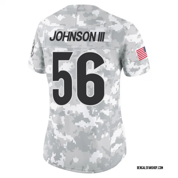 Women's Raymond Johnson III Cincinnati Bengals Limited Arctic Camo 2024 Salute to Service Jersey