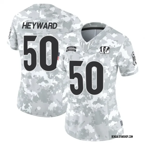 Women's Shaka Heyward Cincinnati Bengals Limited Arctic Camo 2024 Salute to Service Jersey