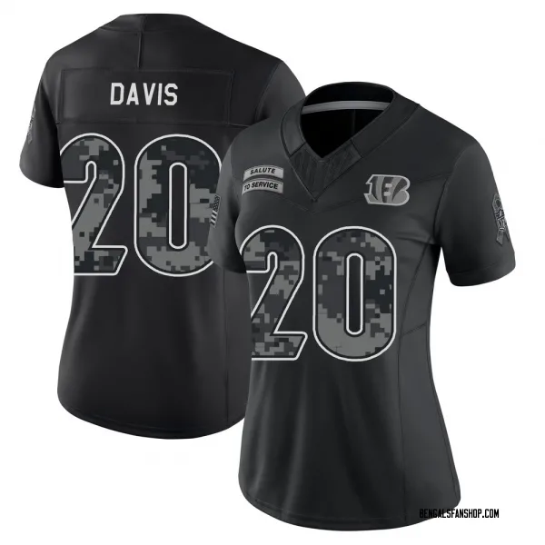 Women's Tacario Davis Cincinnati Bengals Limited Black 2026 Salute to Service Stitched Jersey