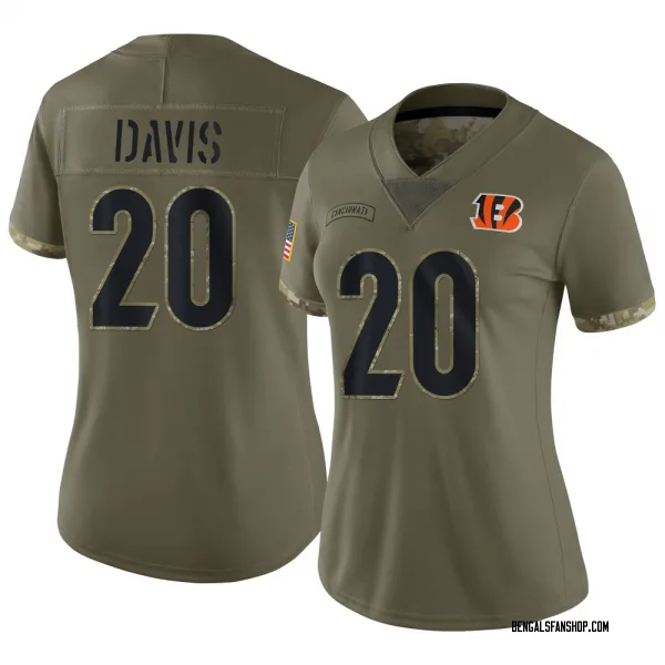 Women's Tacario Davis Cincinnati Bengals Limited Olive 2022 Salute To Service Jersey