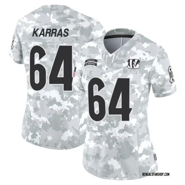 Women's Ted Karras Cincinnati Bengals Limited Arctic Camo 2024 Salute to Service Jersey