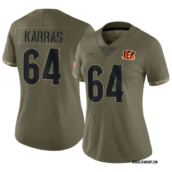 Women's Ted Karras Cincinnati Bengals Limited Olive 2022 Salute To Service Jersey