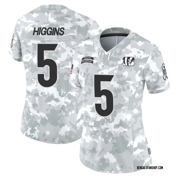 Women's Tee Higgins Cincinnati Bengals Limited Arctic Camo 2024 Salute to Service Jersey