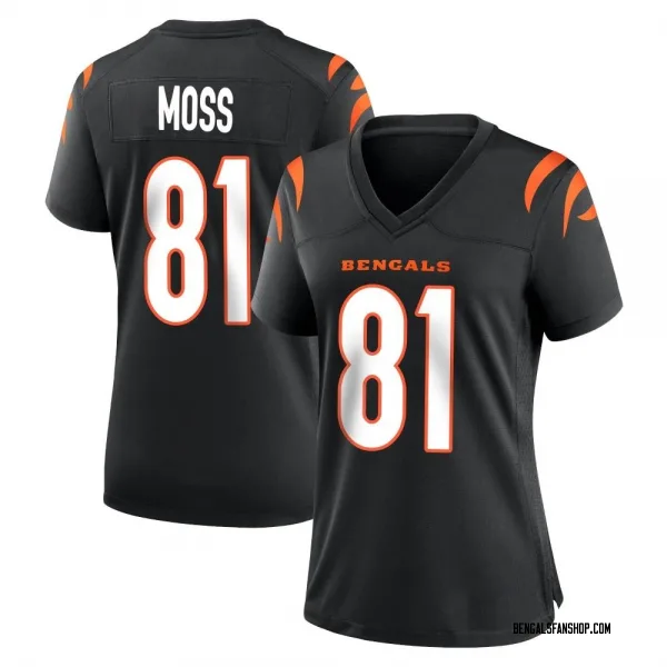 Women's Thaddeus Moss Cincinnati Bengals Game Black Team Color Jersey