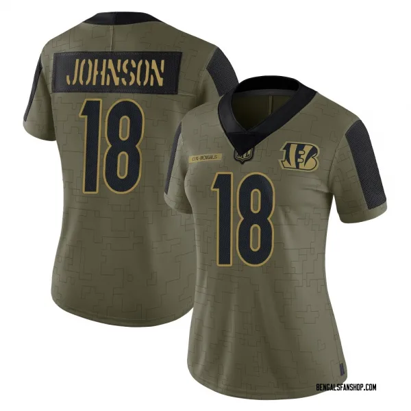 Women's Xavier Johnson Cincinnati Bengals Limited Olive 2021 Salute To Service Jersey
