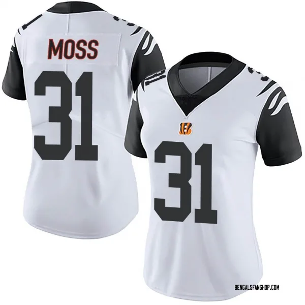 Women's Zack Moss Cincinnati Bengals Limited White Color Rush Vapor Untouchable Jersey